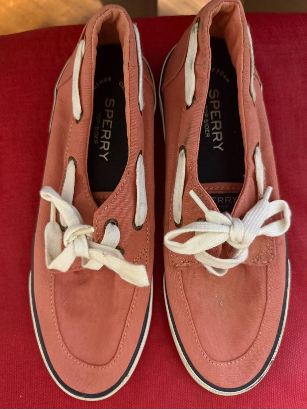 Vans Coral Canvas Moccasins with White Laces